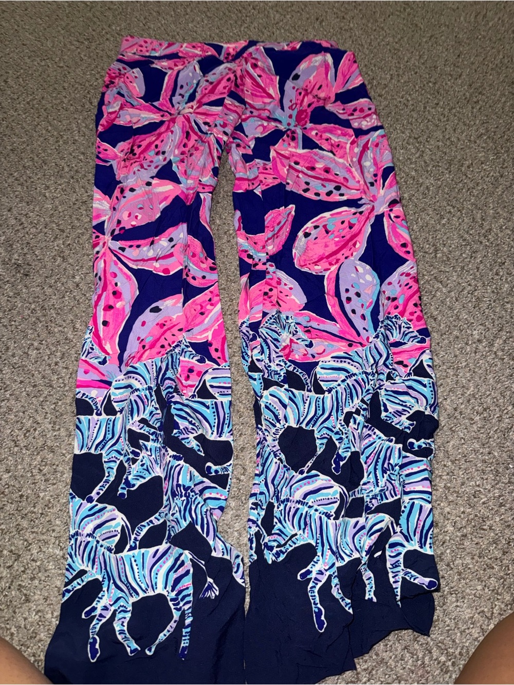 Lilly Pulitzer Navy, Hot Pink & Light Blue Wide Leg Pants